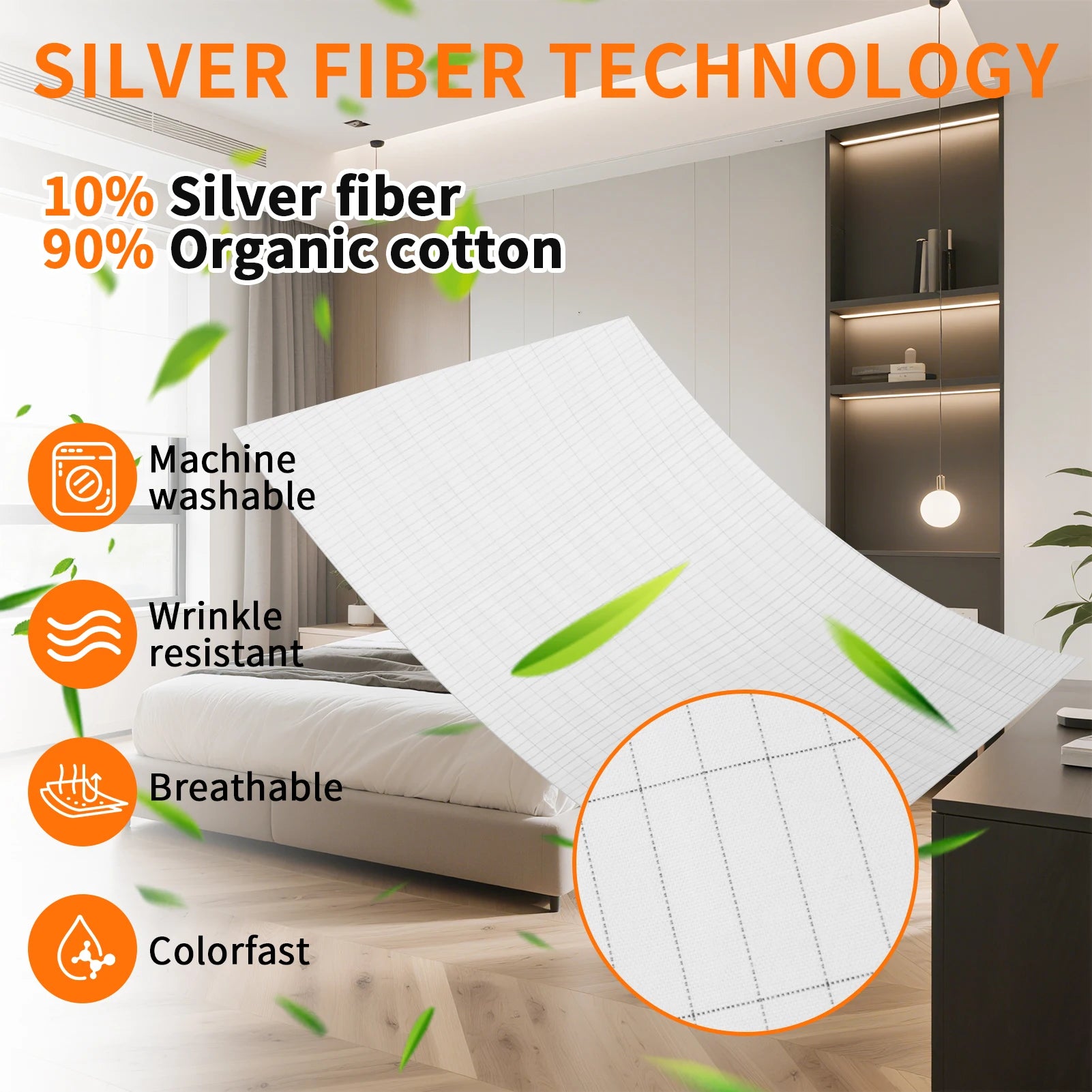 Grounding Bed Sheet with Silver Fiber