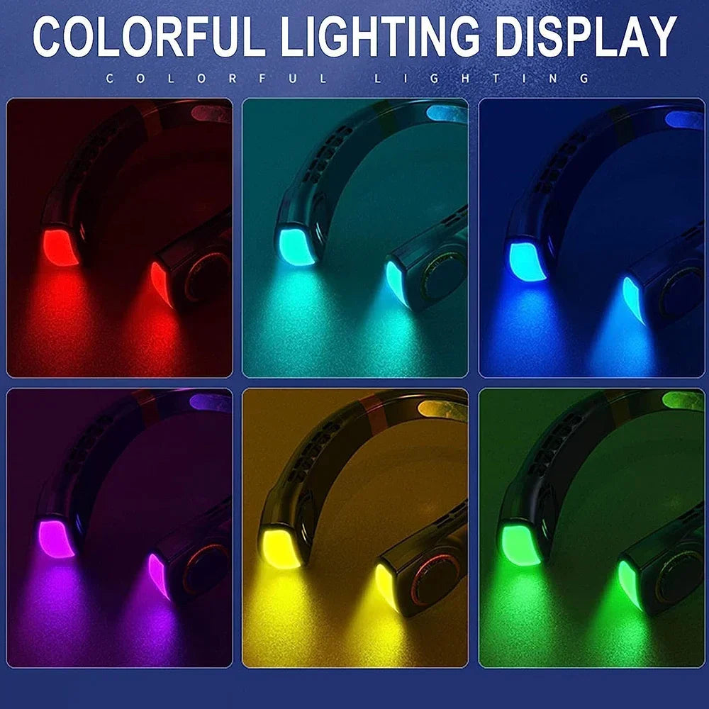 2025 Mini Hanging Neck Fan Portable Bladeless Neck Fan Air Cooler Digital Display Rechargeable Air Conditioner Neck Ventilator