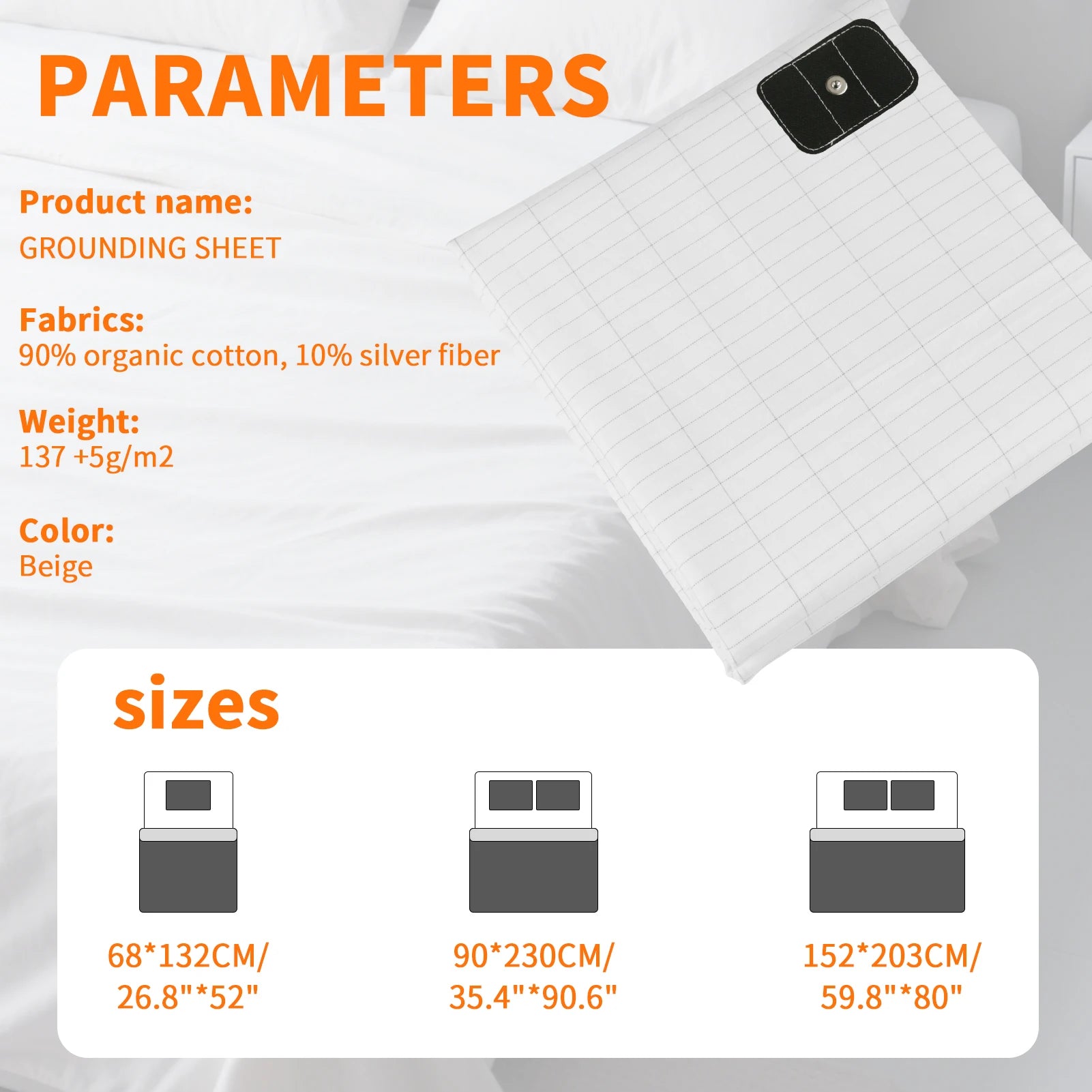 Grounding Bed Sheet with Silver Fiber
